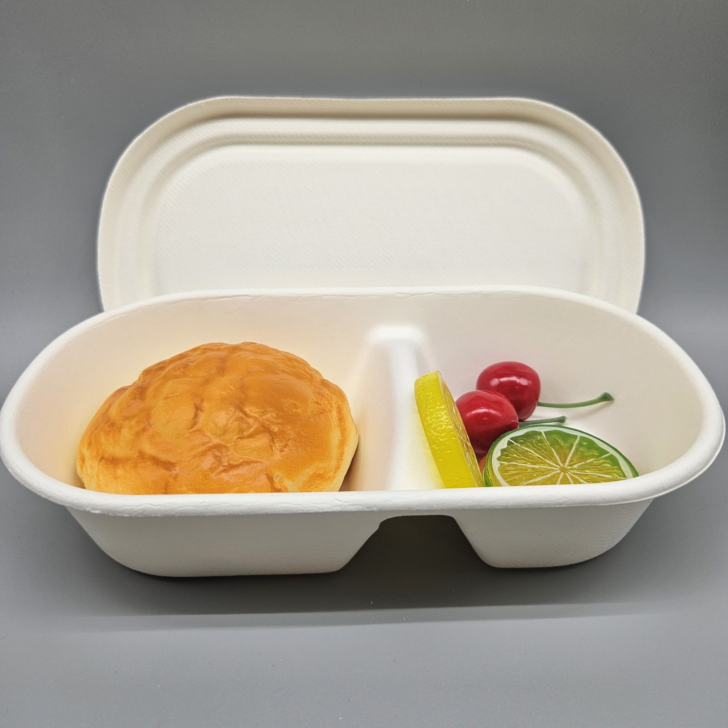 Lunch Box, 27 oz (800 ml), 2 compartment - Disposable & Compostable, Eco-Friendly Food Container