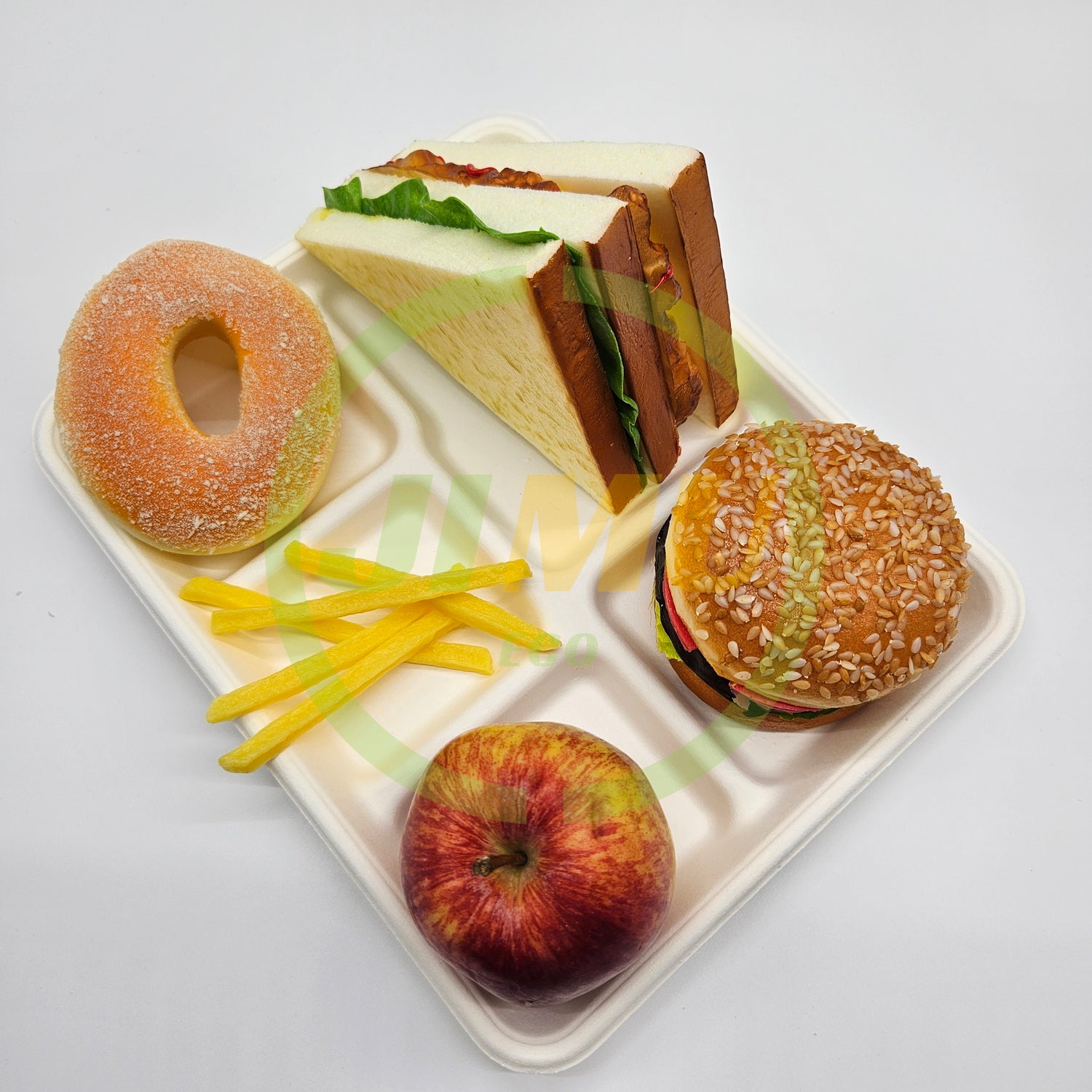Tray Five Compartment - Small, Disposable & Compostable, Compact Eco-Friendly