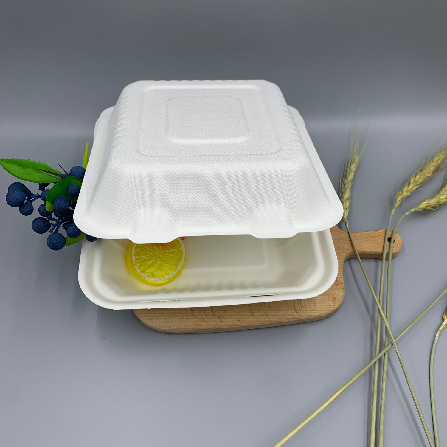Clamshell Container, 8 inch - Disposable & Compostable, Eco-Friendly Food Box